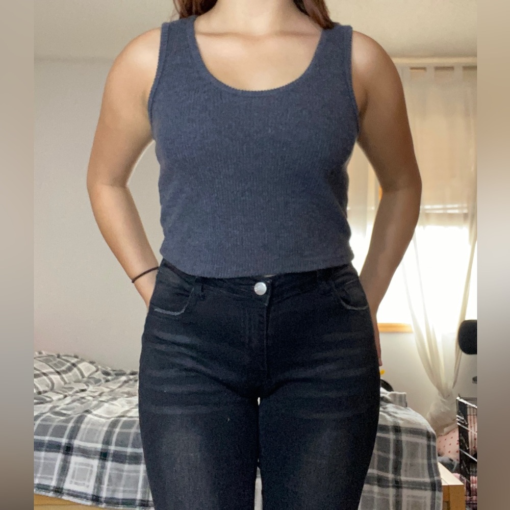 Dark grey tank crop top